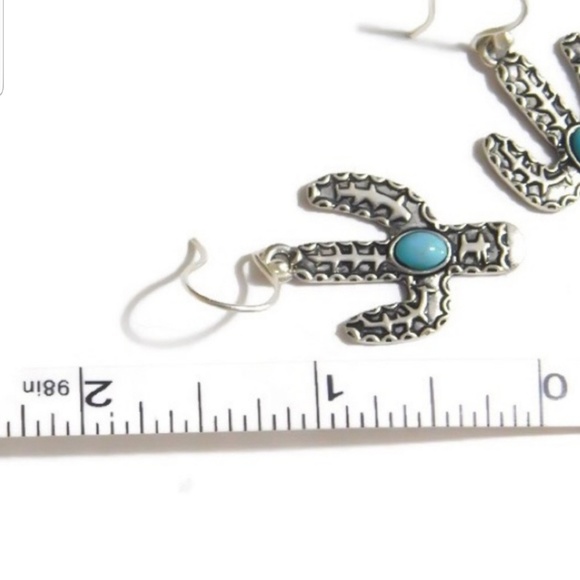 Turquoise Cactus Earrings - Picture 4 of 4